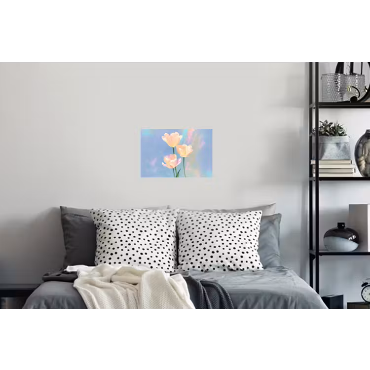 Tulpen - Roze accenten - Blauw Muursticker klein -slaapkamer