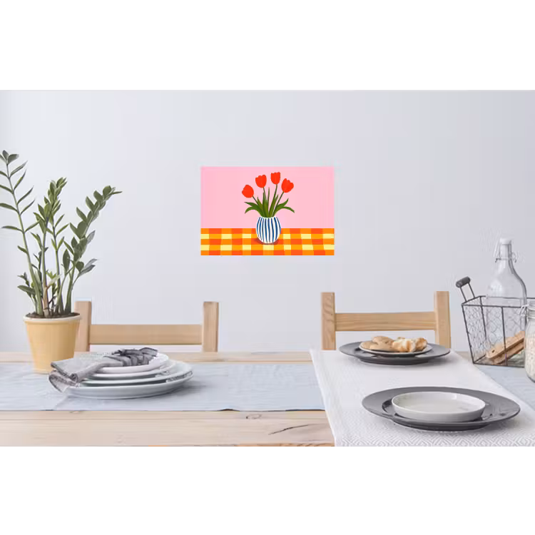 Tulpen - Roze - Vaas Muursticker klein -eettafel