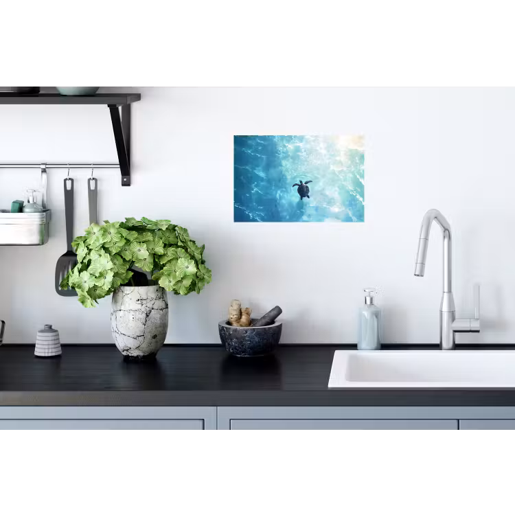 Schildpad - Zee - Blauw - Schittering Muursticker klein -keuken
