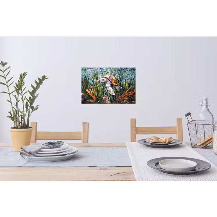 Schildpad - Zeewier - Mozaïek Muursticker klein -eettafel