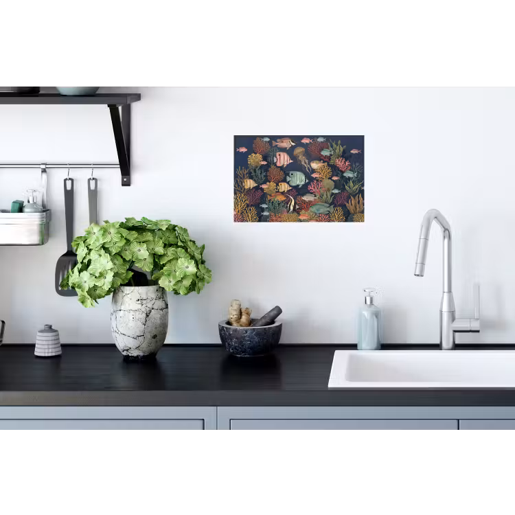Onderwaterwereld - Vissen - Koraal - Illustratie - Kleurrijk Muursticker klein -keuken