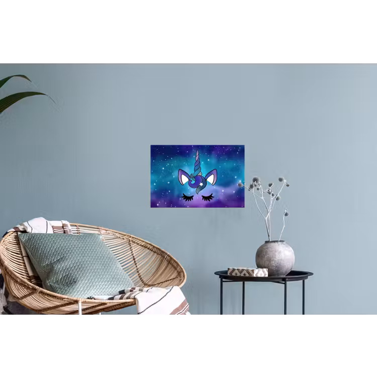 Eenhoorn - Sterrenhemel - Ster - Blauw Muursticker klein -plant