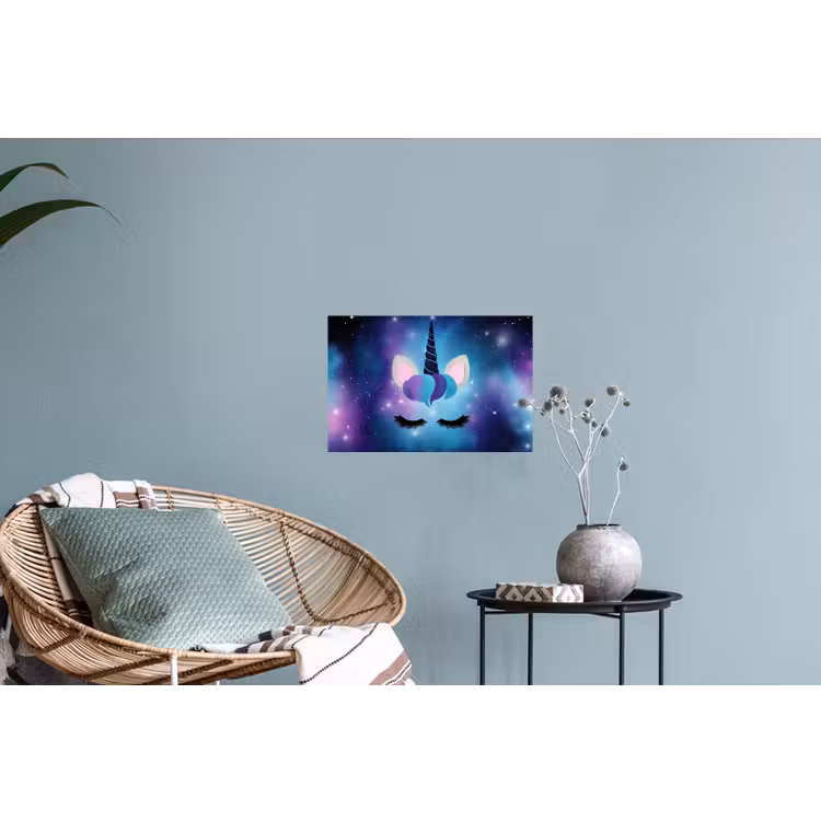 Eenhoorn - Sterren - Magisch - Blauw Muursticker klein -plant