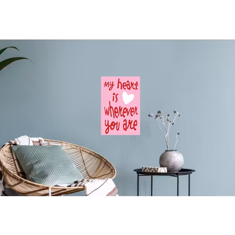 Valentijn - Hart - Liefde - Roze Muursticker klein -plant