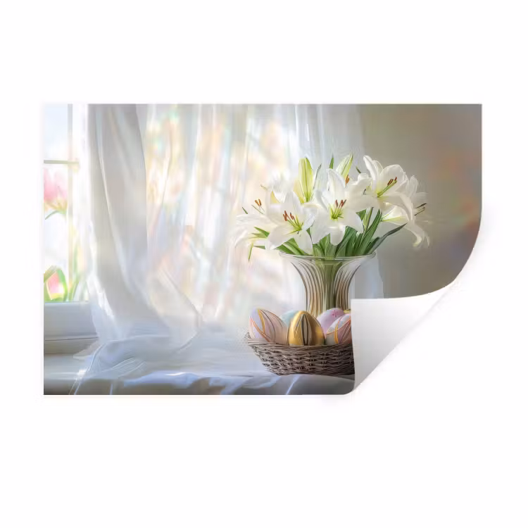 Vaas - Eieren - Bloemen Muursticker klein -3d