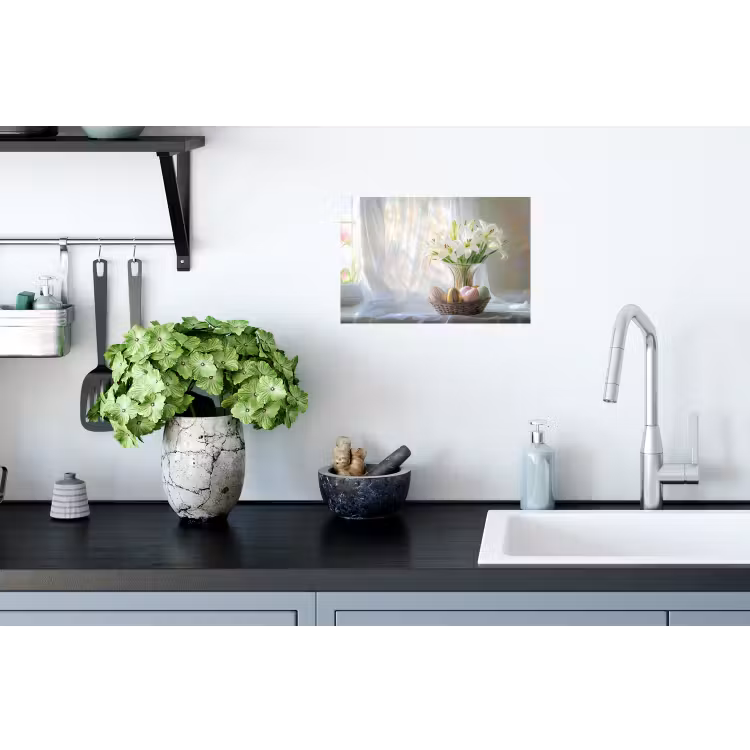 Vaas - Eieren - Bloemen Muursticker klein -keuken