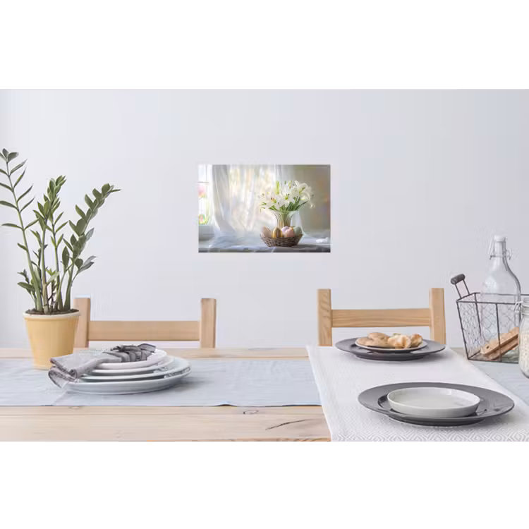 Vaas - Eieren - Bloemen Muursticker klein -eettafel
