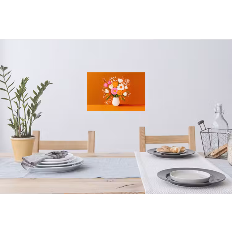 Vaas - Bloemen - Oranje Muursticker klein -eettafel