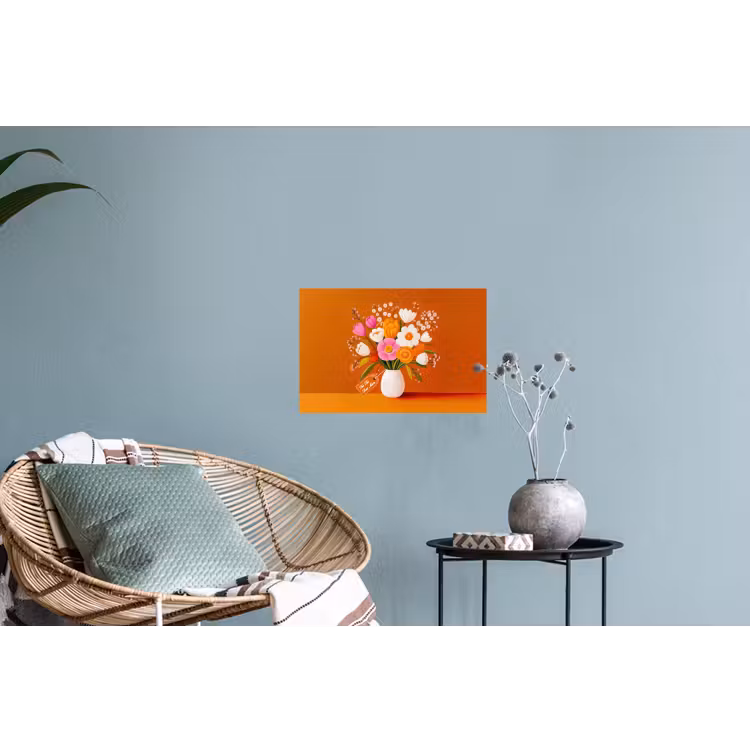Vaas - Bloemen - Oranje Muursticker klein -plant