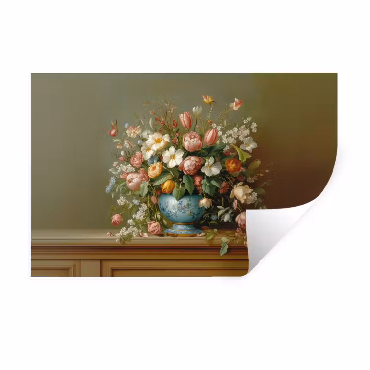 Vaas - Pastel - Kleuren - Bloemen Muursticker klein -3d