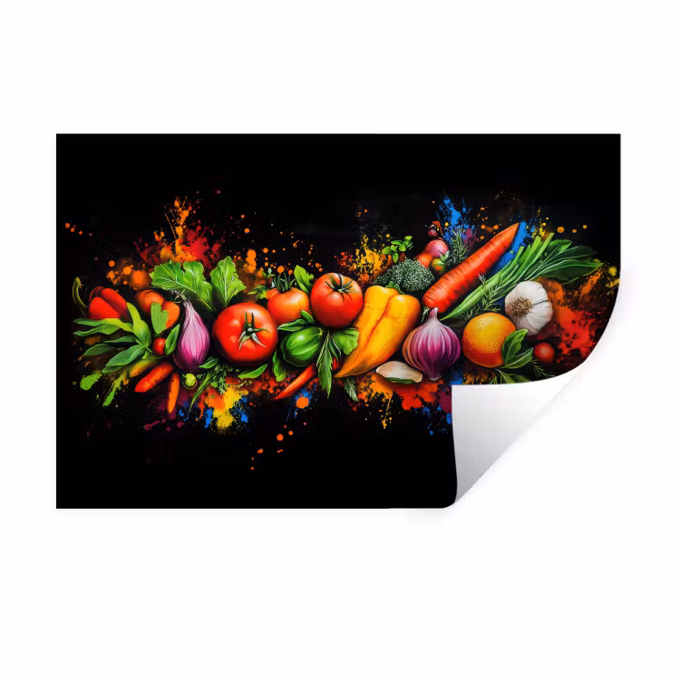 Groente - Eten - Kruiden - Graffiti - Koken Muursticker klein -3d