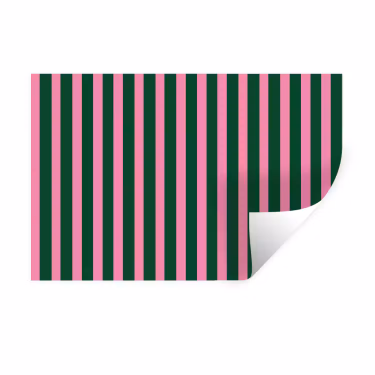 Verticale strepen - Groen - Roze Muursticker klein 286 -3d