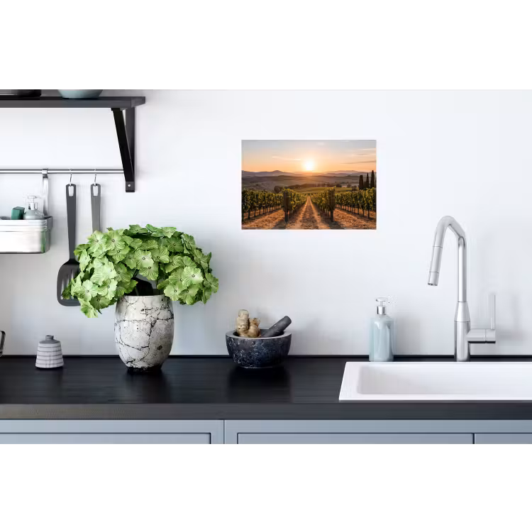 Wijngaard - Zonsondergang - Landschap Muursticker klein -keuken