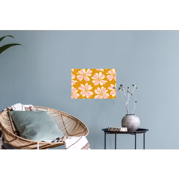Vintage - Bloemen - Okergeel Muursticker klein 286 -plant