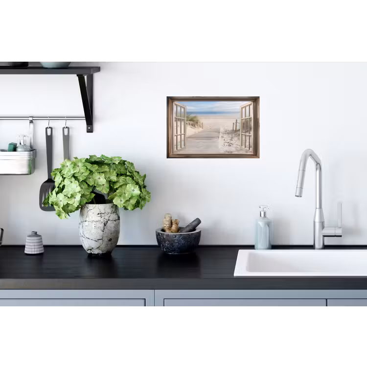 Doorkijk - Strand - Duinen - Pad - Landschap Muursticker klein -keuken