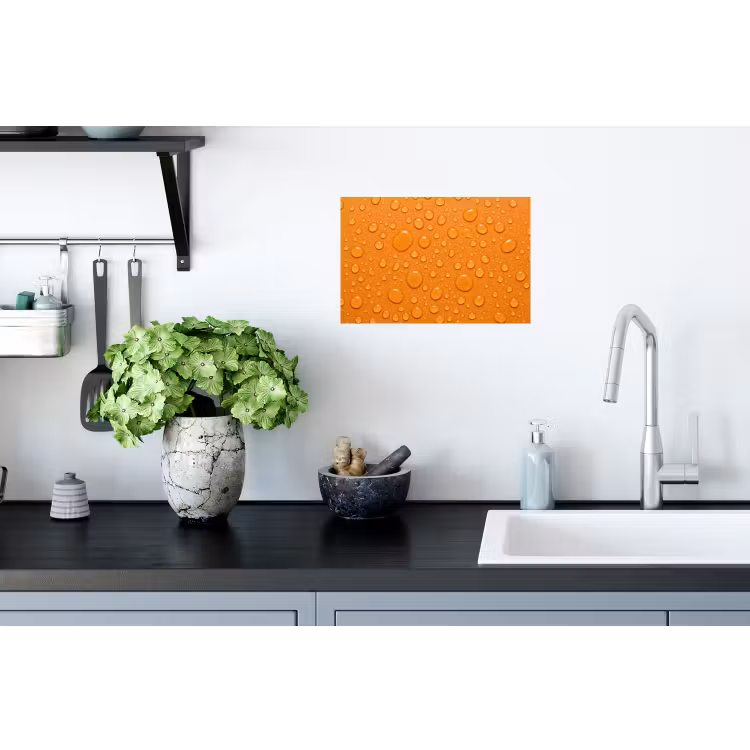 Water - Druppels - Oranje Muursticker klein -keuken