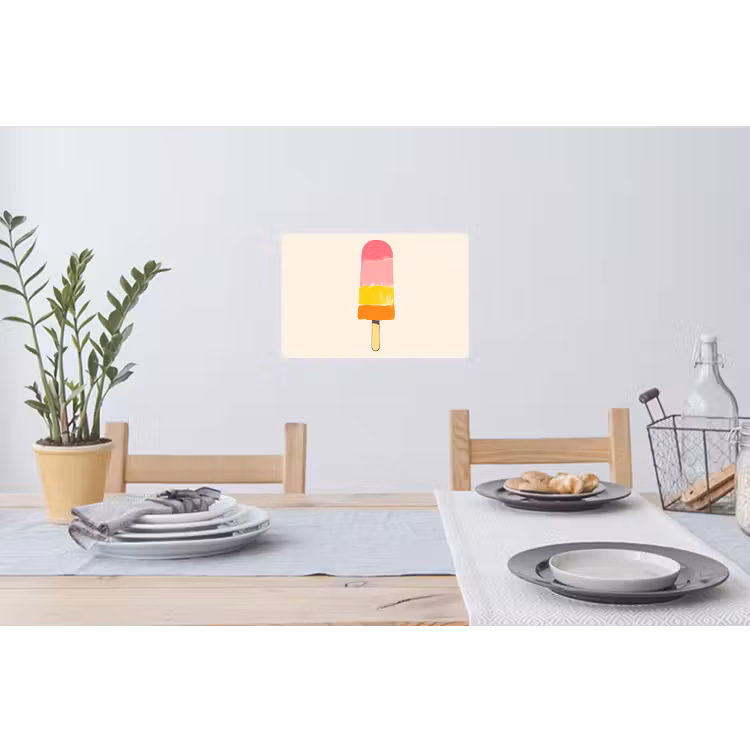 Waterijsje - Retro - Stokje - Roze Muursticker klein -eettafel