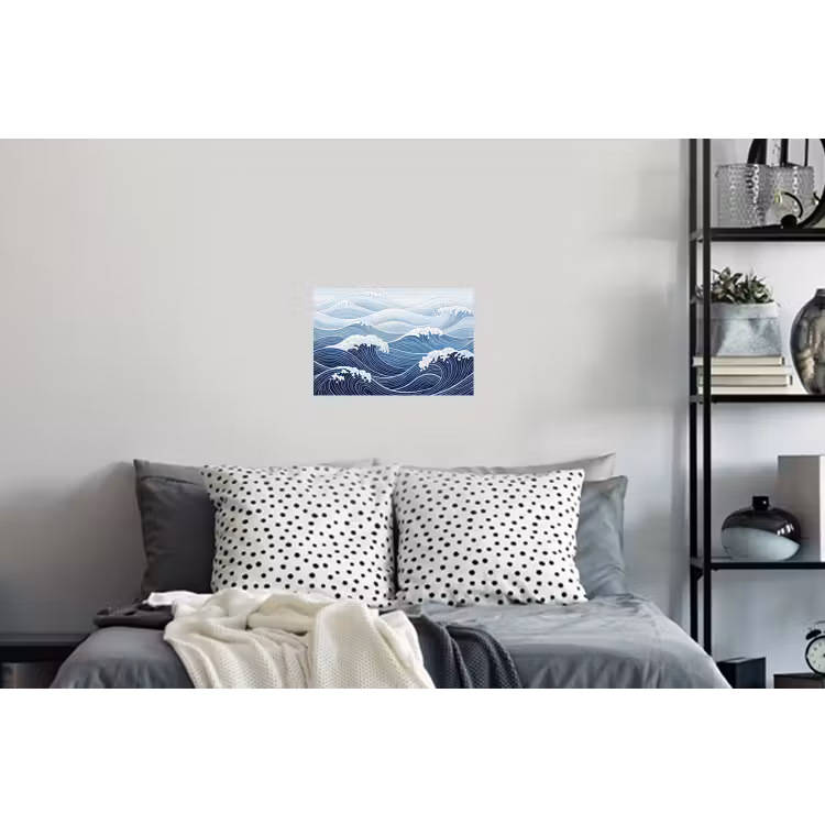 Water - Mozaïek - Landschap - Modern - Blauw Muursticker klein -slaapkamer