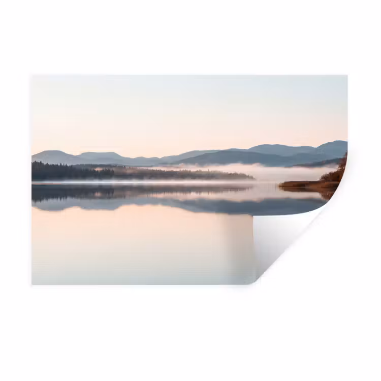 Water - Bomen - Mistlaag Muursticker klein -3d