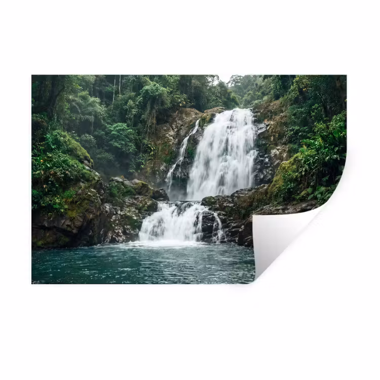 Waterval - Bos - Natuur - Groen Muursticker klein -3d