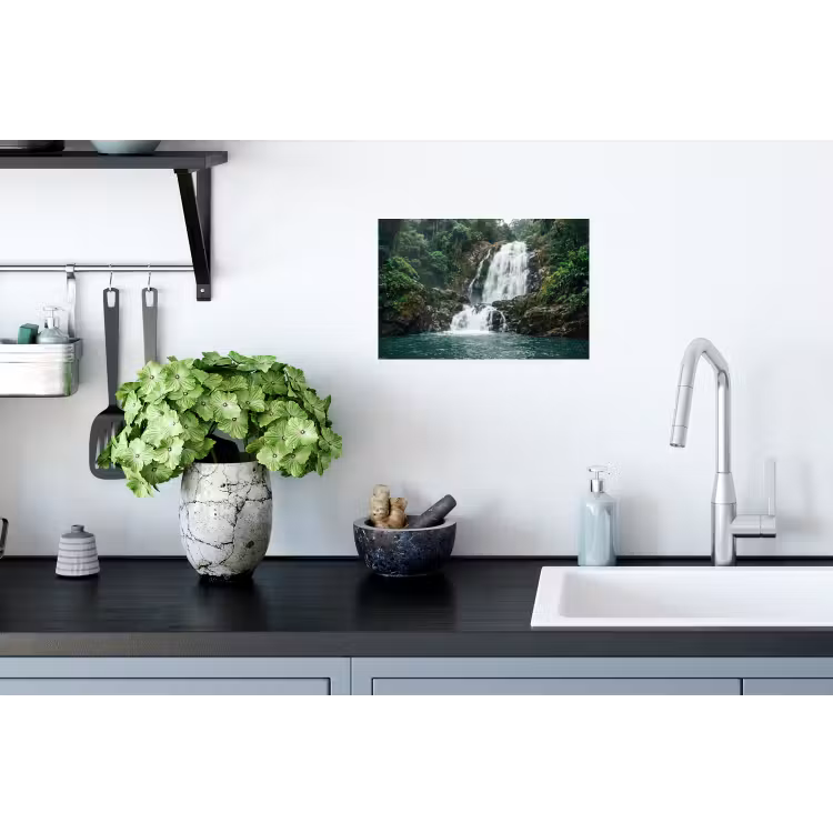 Waterval - Bos - Natuur - Groen Muursticker klein -keuken