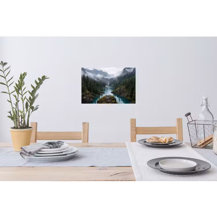 Waterval - Bomen - Bergen Muursticker klein -eettafel