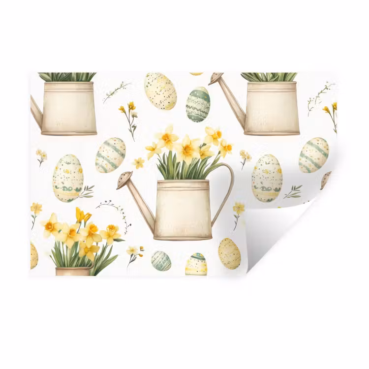 Gieter - Bloemen - Eieren Muursticker klein -3d