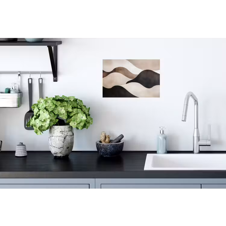 Golven - Abstract - Beige Muursticker klein -keuken
