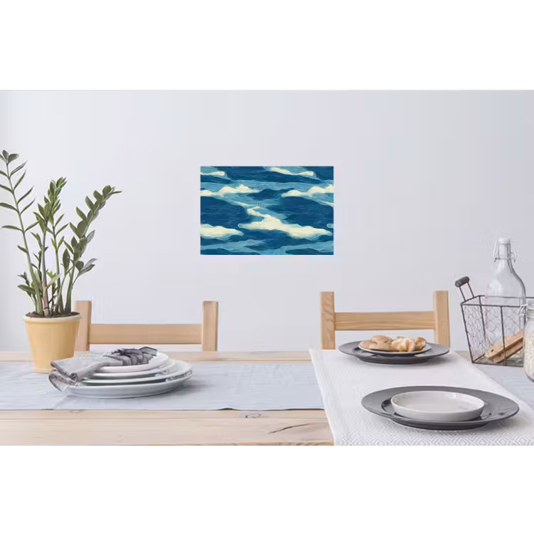 Golven - Abstract - Patroon - Blauw - Wit Muursticker klein 286 -eettafel
