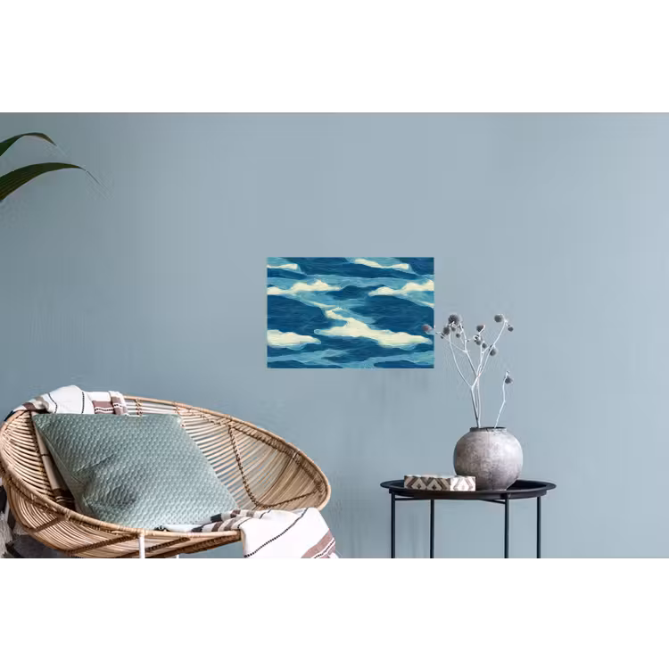 Golven - Abstract - Patroon - Blauw - Wit Muursticker klein 286 -plant
