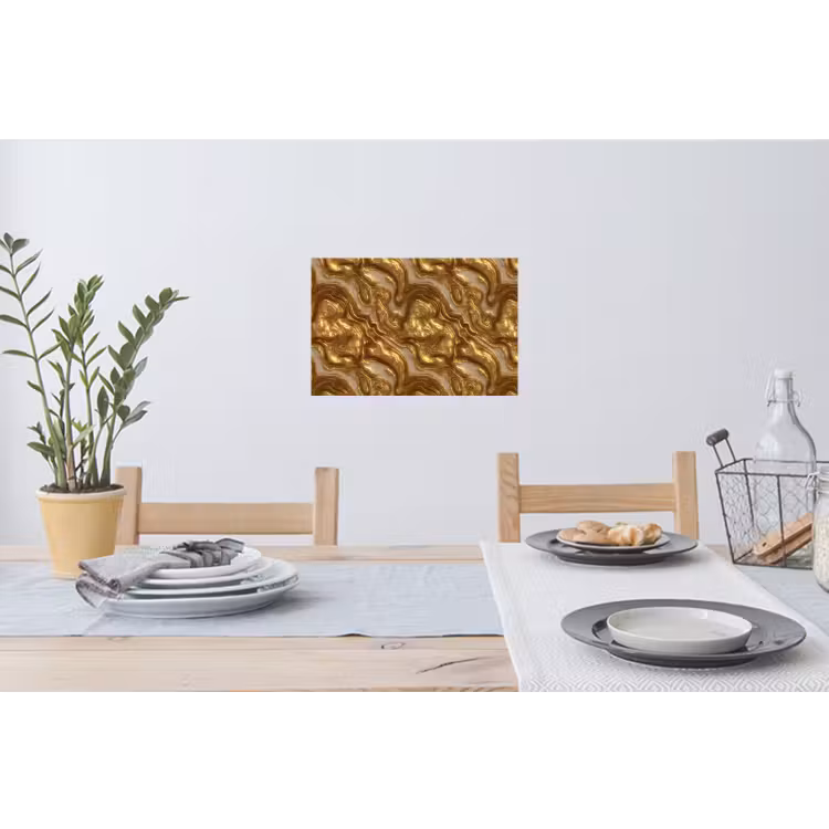 Golven - Organisch - Goud - Crème Muursticker klein 286 -eettafel
