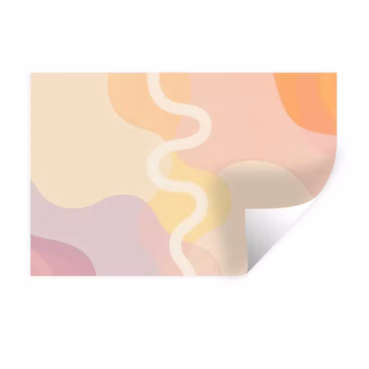 Golvende vormen - Abstract - pastel Muursticker klein -3d