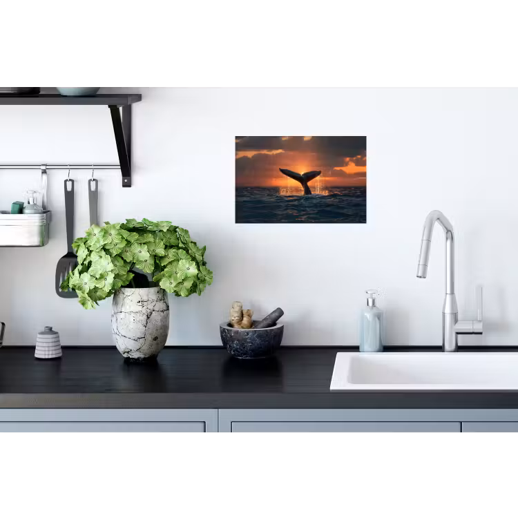 Walvis staart - Water - Zonsondergang Muursticker klein -keuken