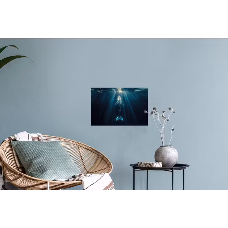 Walvis - Water - Zonnestralen - Blauw Muursticker klein -plant