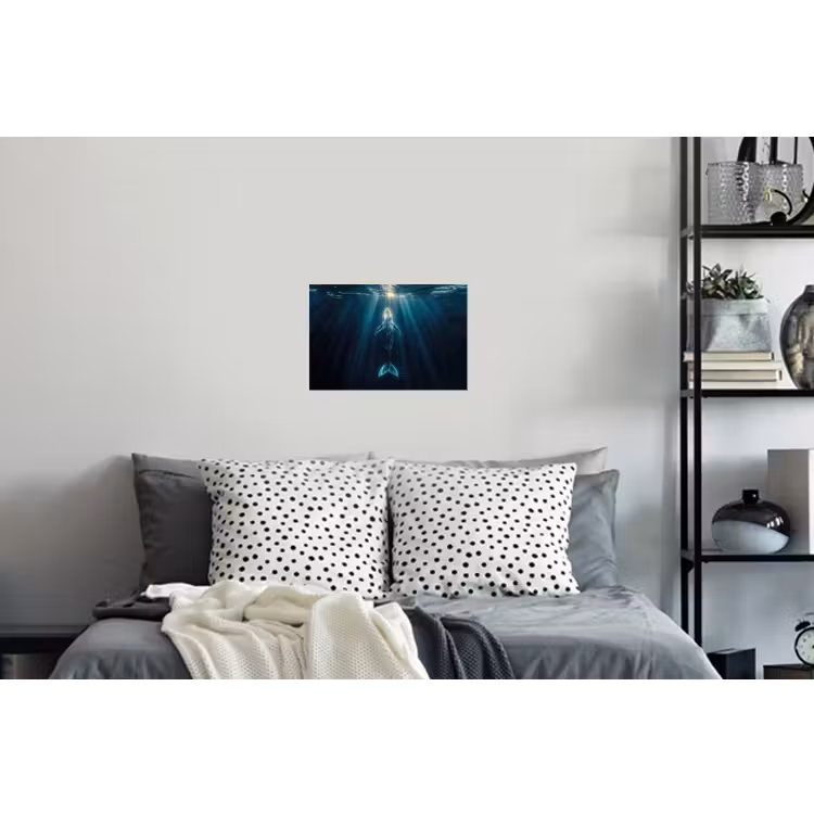 Walvis - Water - Zonnestralen - Blauw Muursticker klein -slaapkamer