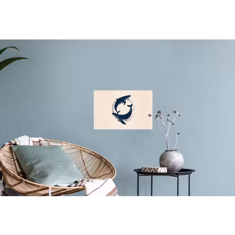 Walvissen - Spetters - Cirkel - Donkerblauw Muursticker klein -plant