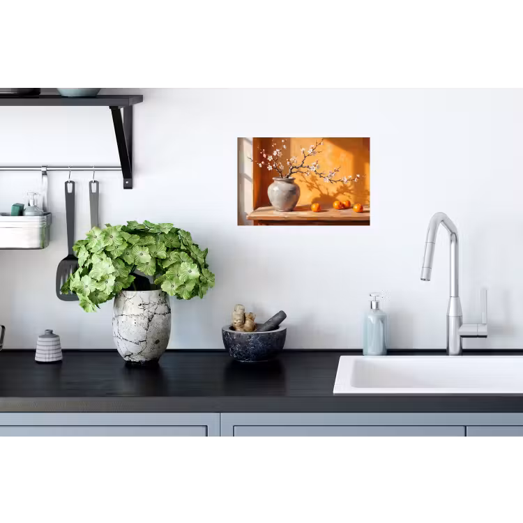 Wall Sticker - White Flowers - Still Life - Witte bloemen - Stilleven Muursticker klein