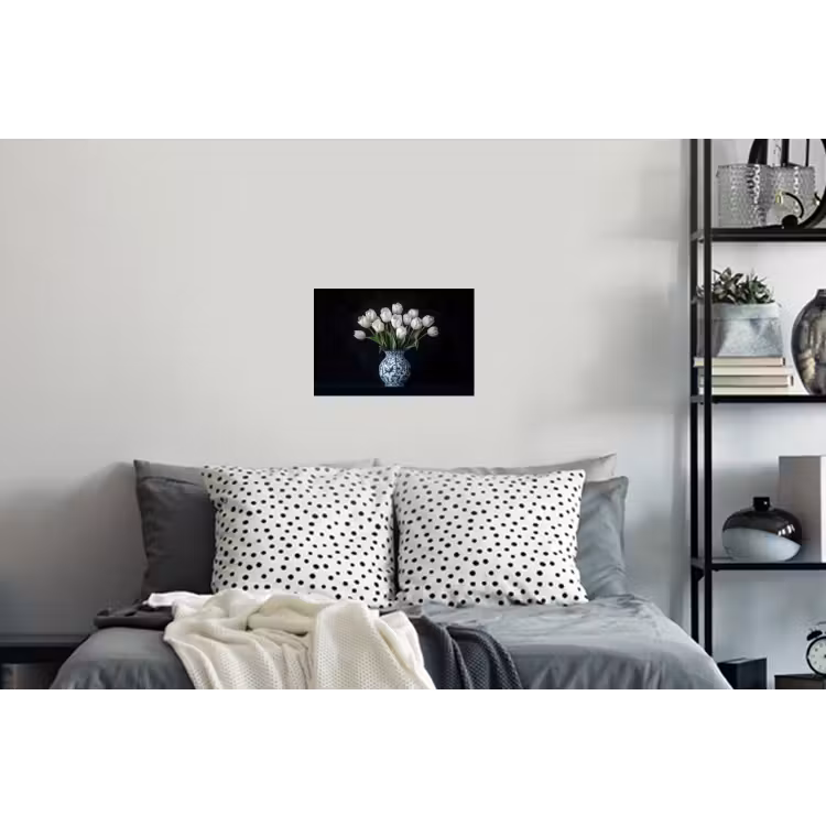 Wit - Bloemen - Tulpen - Vaas Muursticker klein -slaapkamer
