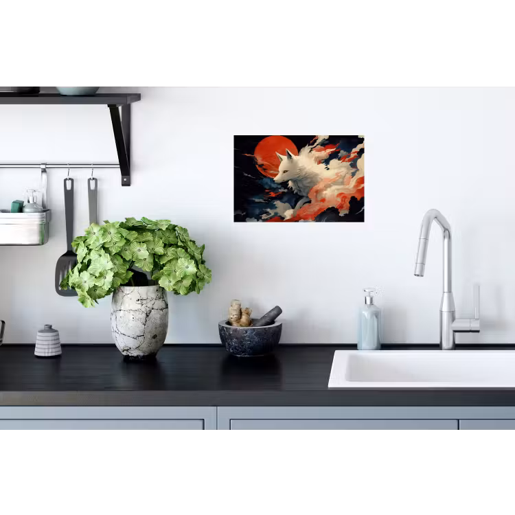 Witte vos - wolken - maan Muursticker klein -keuken