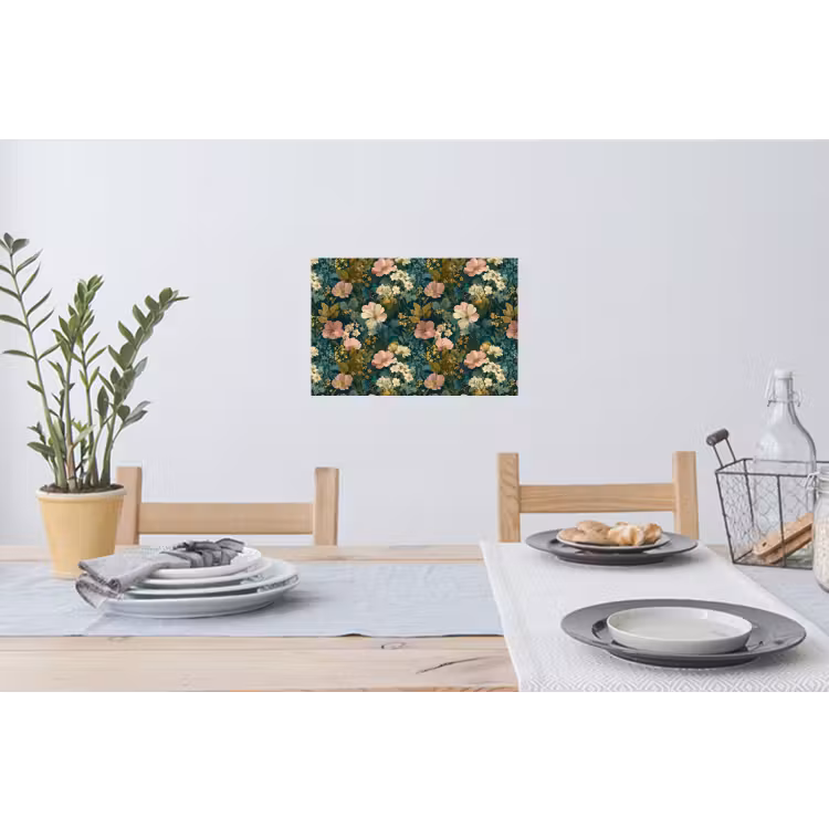 Wilde bloemen - Botanisch - Patroon - Roze - Romantisch Muursticker klein 286 -eettafel