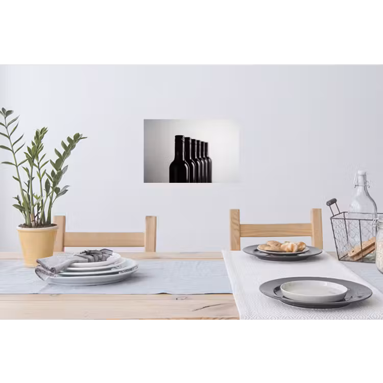 Wijnflessen - Zwart - Minimalistisch Muursticker klein -eettafel