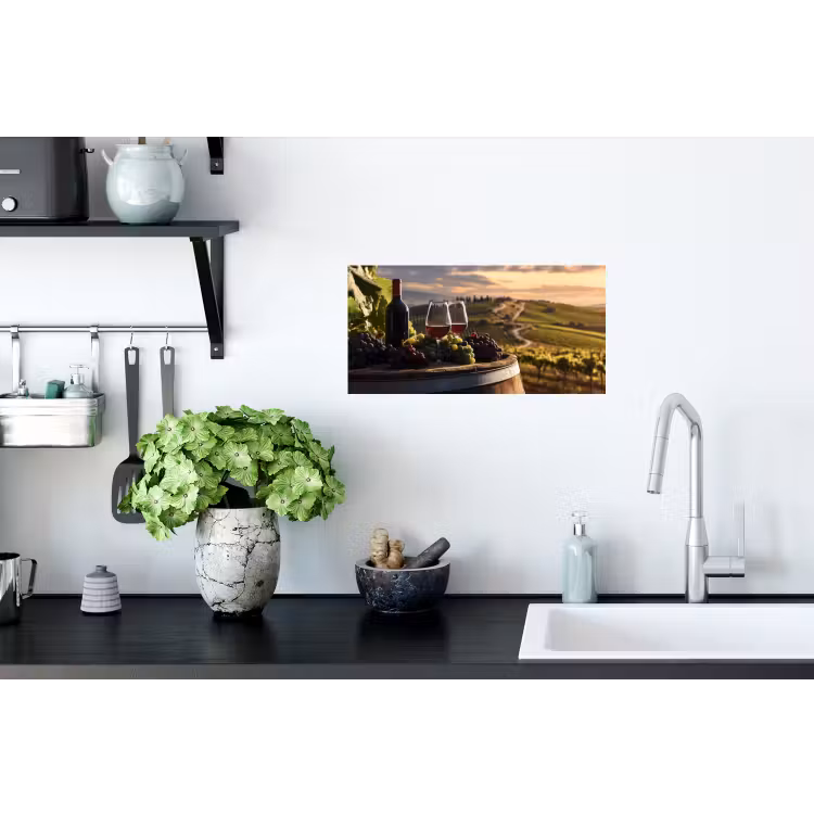 Wijn - Druiven - Heuvels - Landschap Muursticker klein -keuken