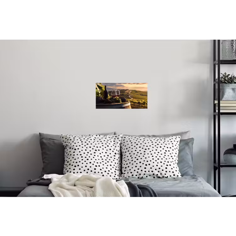 Wijn - Druiven - Heuvels - Landschap Muursticker klein -slaapkamer