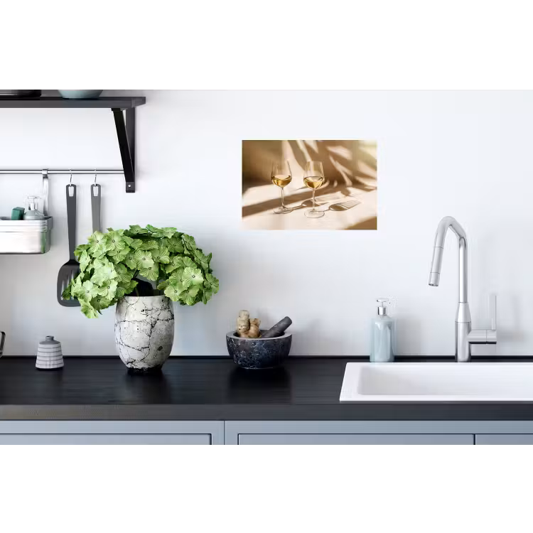 Wijn - Wijnglazen - Wit Muursticker klein -keuken