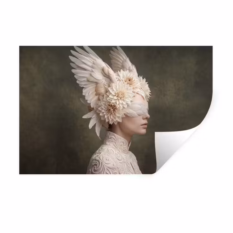 Vleugels - Vrouw - Wit Muursticker klein -3d
