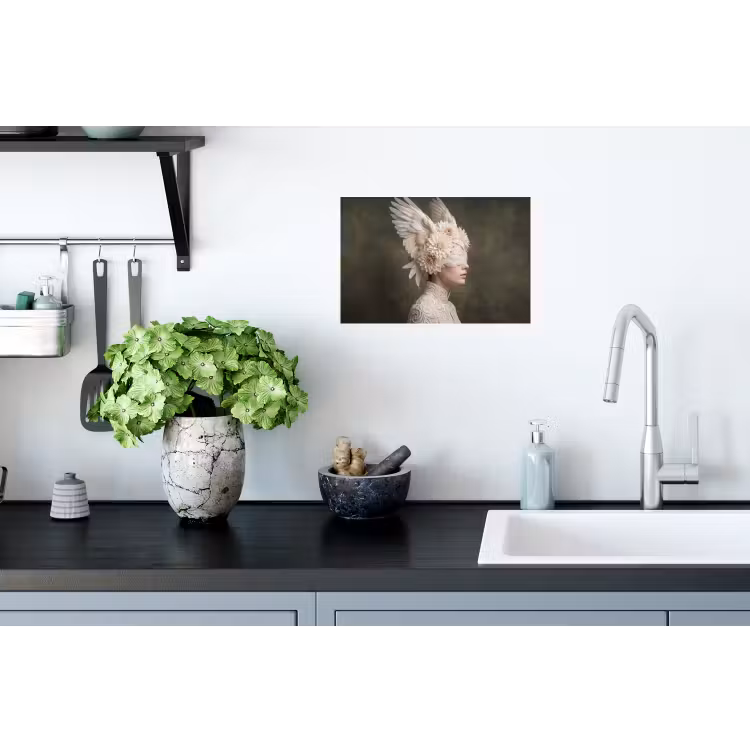 Vleugels - Vrouw - Wit Muursticker klein -keuken