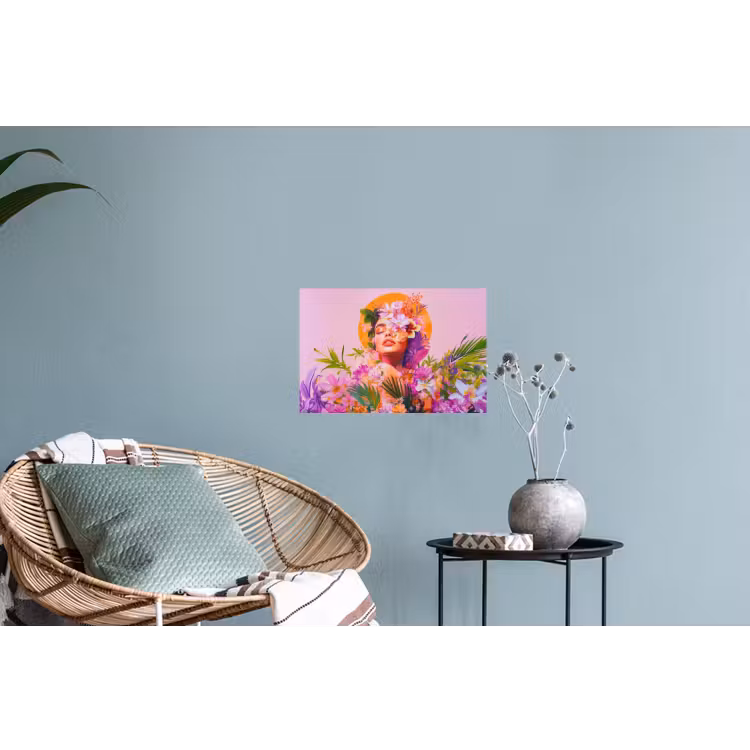 Vrouw - Abstract - Cirkel - Bloemen Muursticker klein -plant