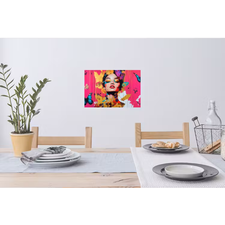 Vrouw - Abstract - Kleurrijk Muursticker klein -eettafel