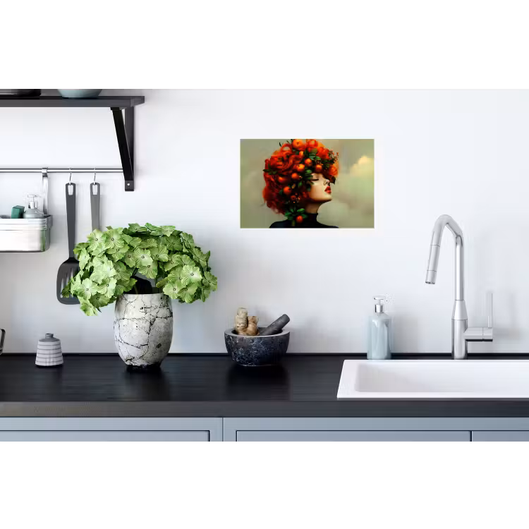 Vrouw - Appels - Rood - Bladeren Muursticker klein -keuken