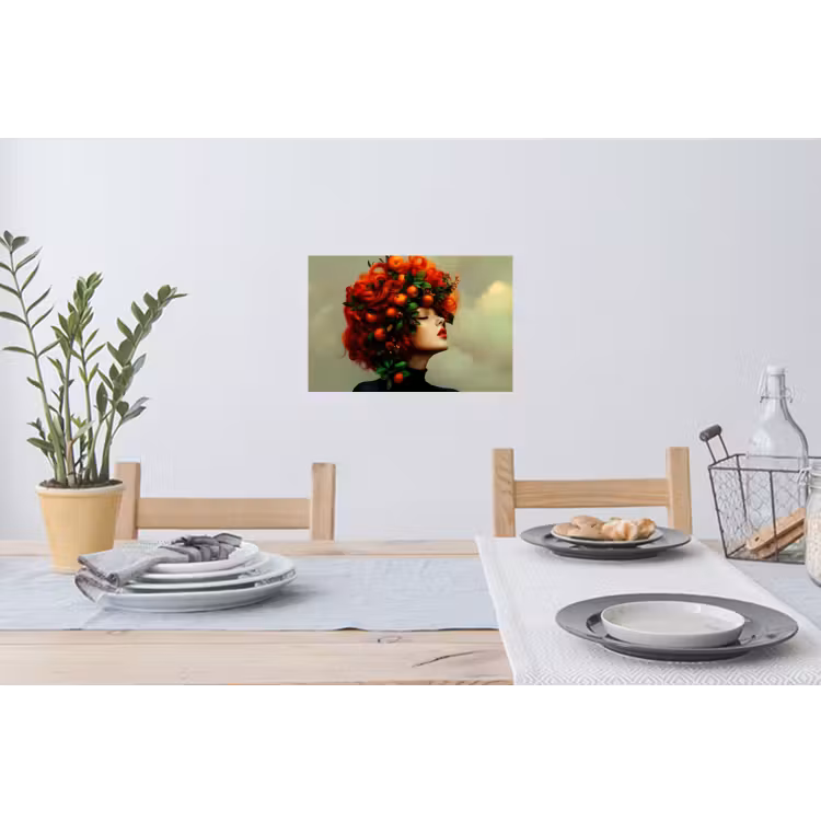 Vrouw - Appels - Rood - Bladeren Muursticker klein -eettafel